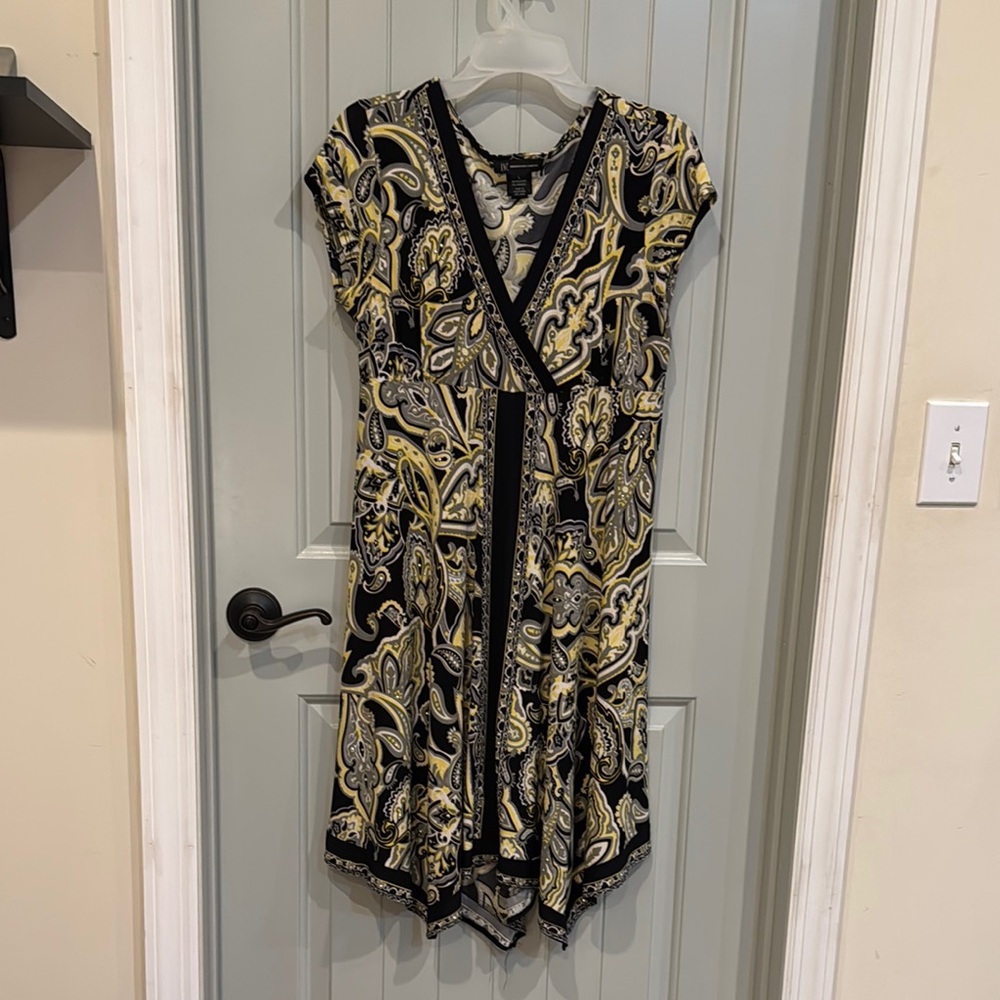 INC International Concepts Black and Yellow Asymmetrical Sundress